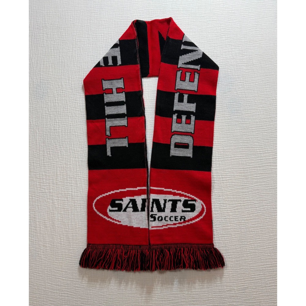 Saints Soccer Scarf‎ Red Black Knit Fringe Team Fan Merchandise Ruffneck Scarves